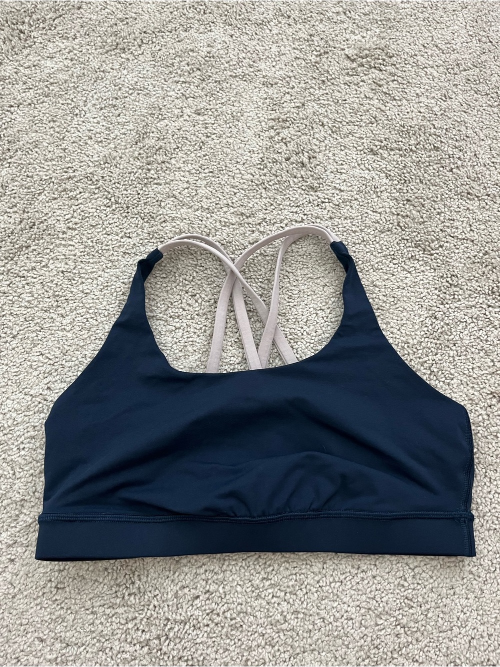 Lululemon Navy Sports Bra with Light Purple Straps